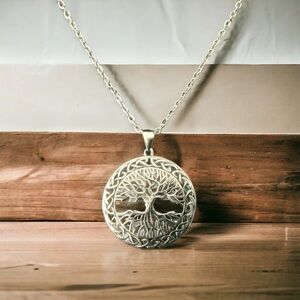 925 Sterling Silver Celtic Tree of Life Pendant Free Chain Necklace